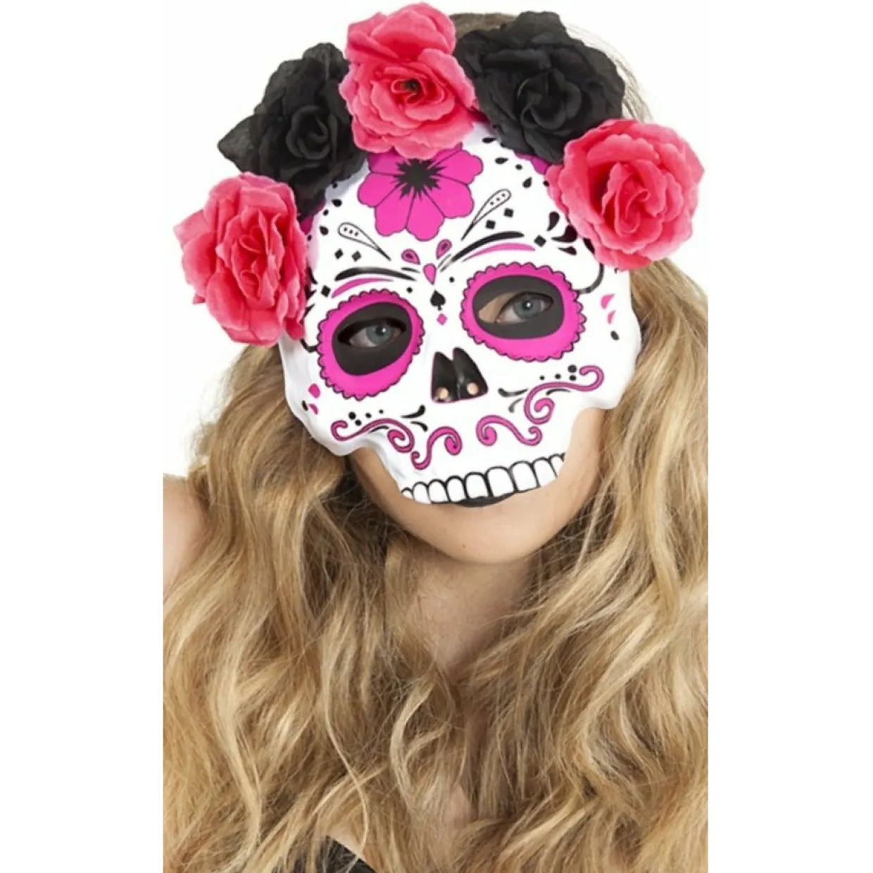 Máscara de Catrina Flores Rosas