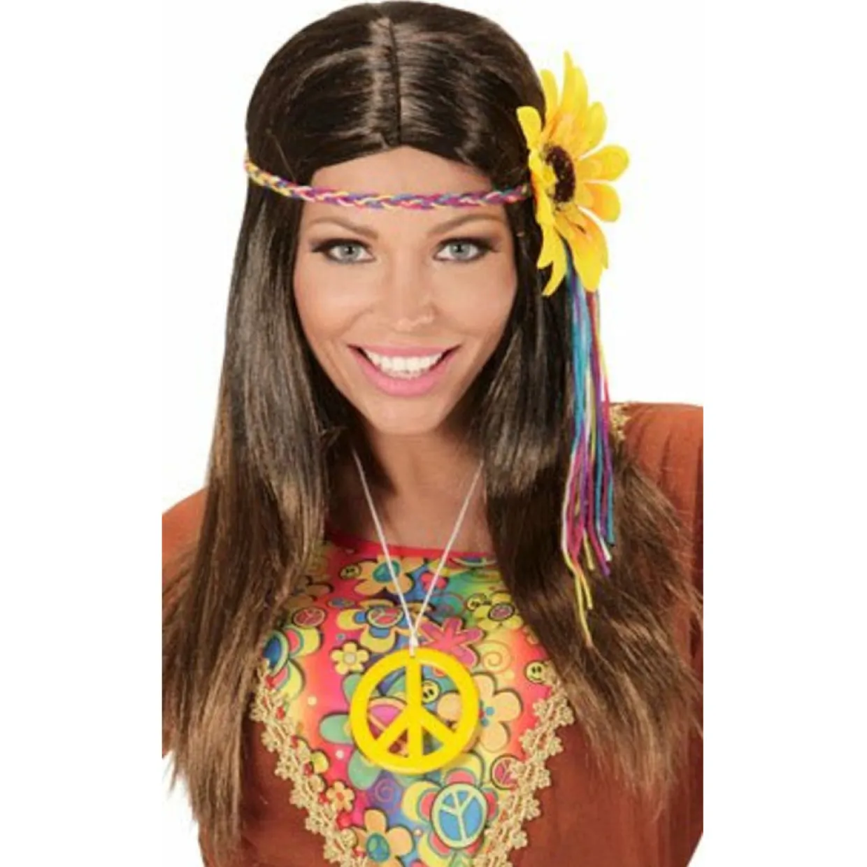 Peluca Hippie Guirnalda Girasol