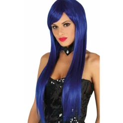 Peluca Lisa Azul Lujo