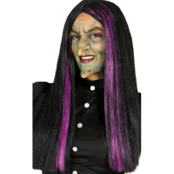Peluca Lisa Mechas Violetas