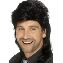 Peluca Negra Mullet Años 80