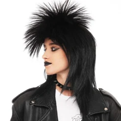 Peluca Punky Negra Larga