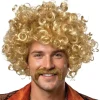 Peluca Rubia Rizada con Bigote