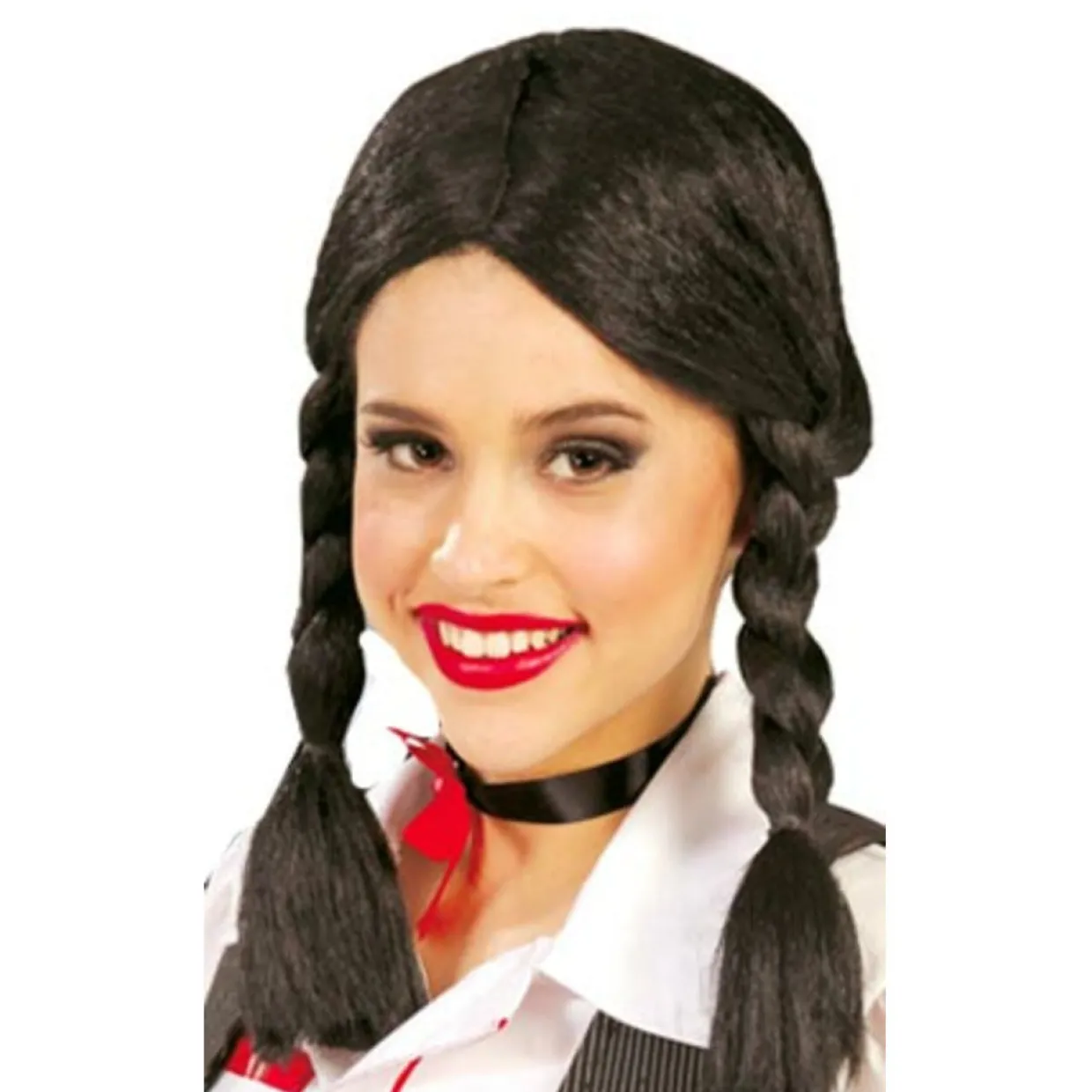 Peluca Trenzas Cortas Negra