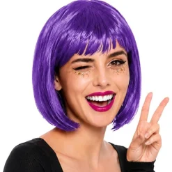Peluca Violeta Media Melena Eco