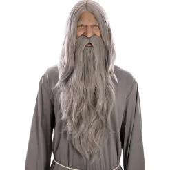 Peluca y Barba Gris Brujo