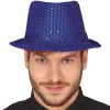 Sombrero de Gangster Azul Lentejuelas Eco
