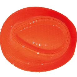Sombrero de Gangster Naranja Lentejuelas Eco