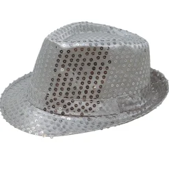 Sombrero de Gangster Plateado Lentejuelas Eco