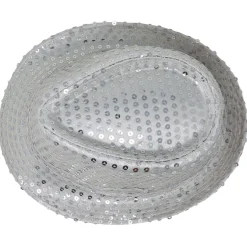 Sombrero de Gangster Plateado Lentejuelas Eco