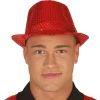 Sombrero de Gangster Rojo Lentejuelas Eco