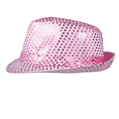 Sombrero de Gangster Rosa Lentejuelas