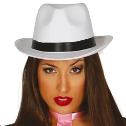 Sombrero de Gángster Blanco Lujo
