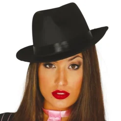 Sombrero de Gángster Negro Lujo