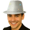 Sombrero de Lentejuelas Plateado con Luz