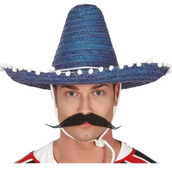 Sombrero Mexicano Azul Borlas