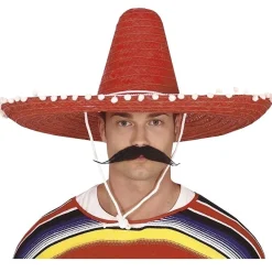 Sombrero Mexicano de Paja Grande Rojo