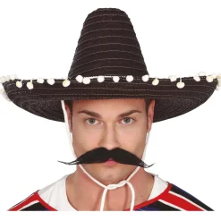 Sombrero Mexicano Negro Borlas