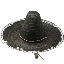 Sombrero Mexicano Negro Borlas