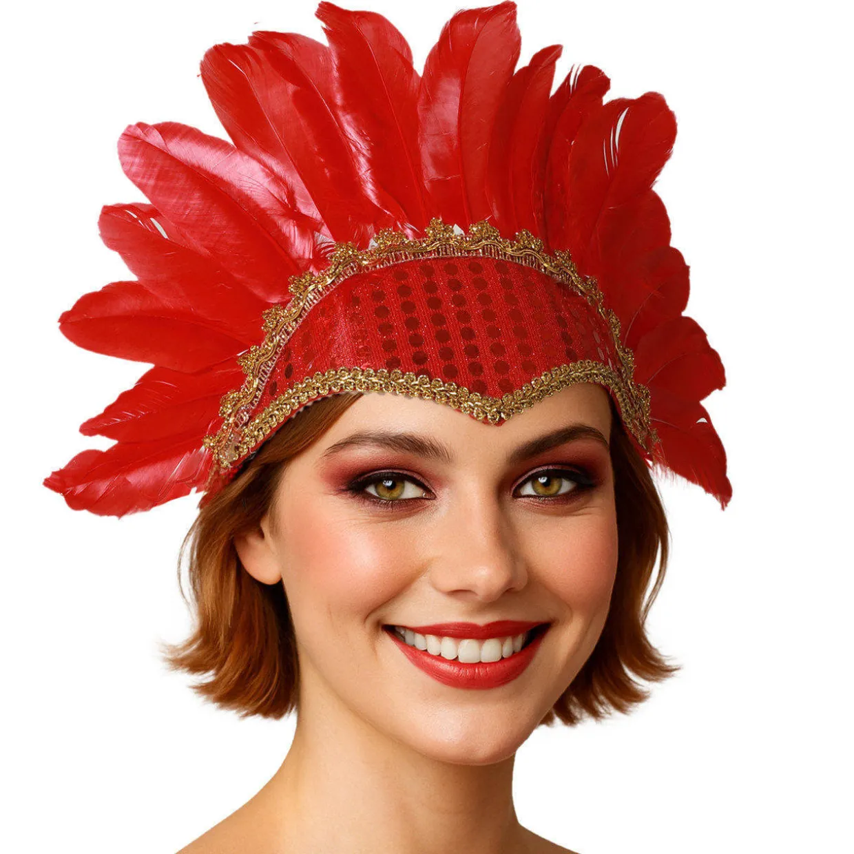 Tocado de Plumas Rojo Eco